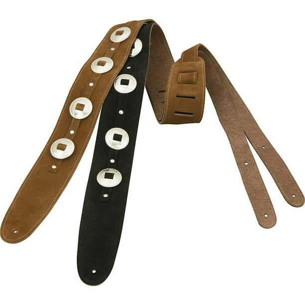 D'Addario Waves Deluxe Suede Guitar Strap with Conchos Brown
