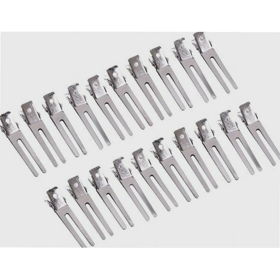 50 Pieces 1.75 Inches Double Prong Silver Curl Clips Alligator Hair Clips Metal Section Clips Pins for Hair Extensions