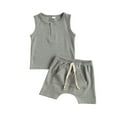 thumbnail image 1 of Kmbangi Baby Tank + Shorts, Elastic Waist with Pockets, Button Decoration, 1 of 9