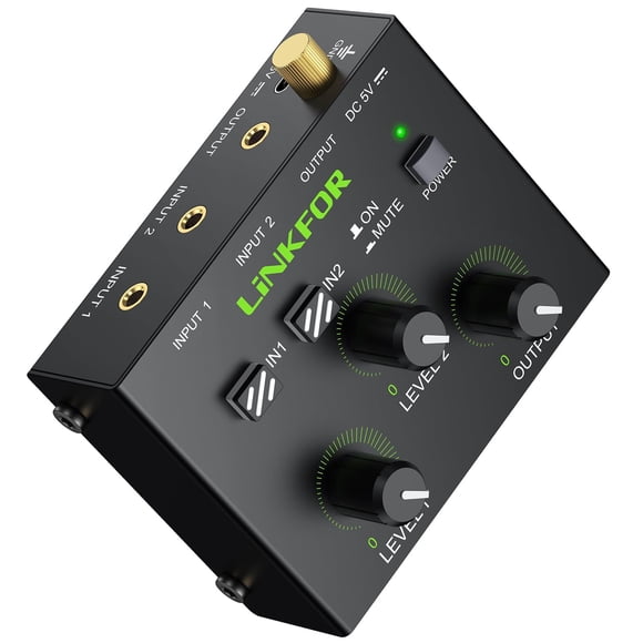 Mezclador de audio para estéreo de 2 canales y 3,5 mm con entrada RCA