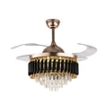 thumbnail image 3 of 42" Crystal LED Ceiling Fan Light, Retractable Blades, 2-way RotationBlack, Chandelier with Remote Control for Indoor 85-265V, 3 of 23
