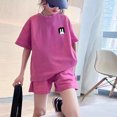 thumbnail image 4 of Vunhao Toddler Girls Rabbit Print Two Piece Outfit Sets Size 5-6 Animal Print Short Sleeve Top and Shorts Loose Fit Big Girls Birthday Daily Wear,Hot Pink,Size 4 T, 4 of 4