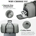 thumbnail image 4 of 65L Large Duffle Bag for Travel - Foldable Men Women Duffel Bag with Shoes Compartment - Gym Overnight Bags Waterproof & Tear Resistant(Gray), 4 of 7