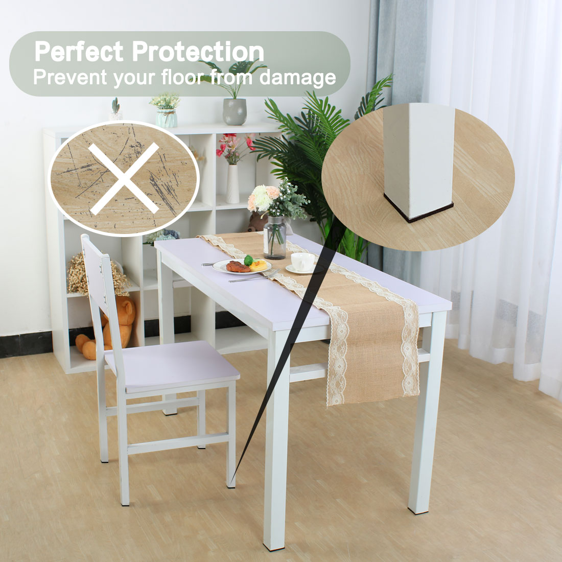 Unique Bargains 40Pcs Felt Furniture Pads Square Floor Protector for Chair Legs