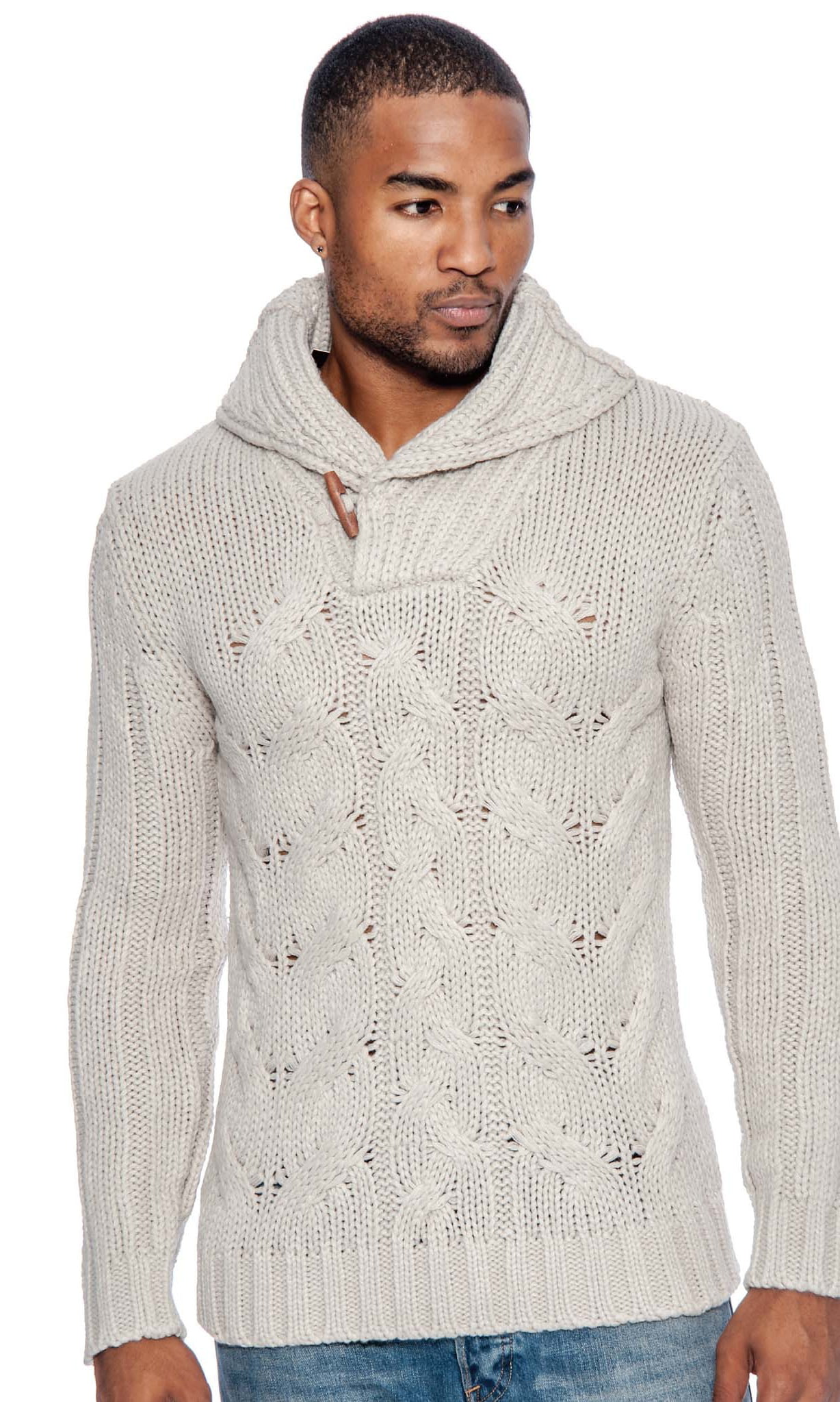 True Rock - True Rock Men's Cable Knit Toggle Pullover Sweater ...
