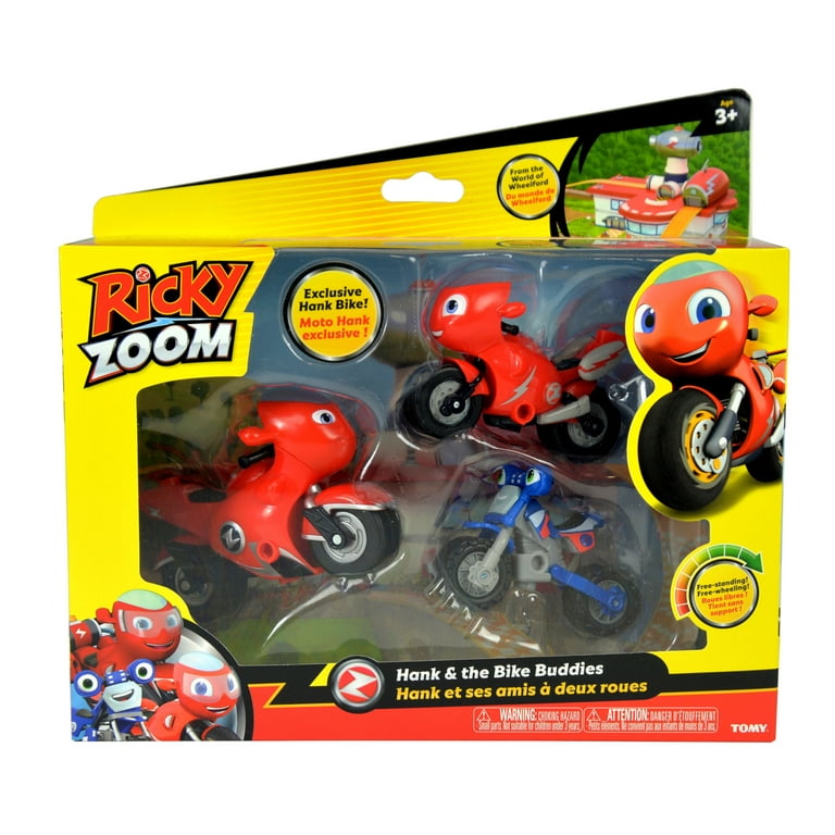 Ricky Zoom Hank & the Bike Buddies 3 Pack - 3 & 4 Inch Action Figures Free  Wheeling Standing Toy Bikes