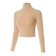 thumbnail image 3 of MixMatchy Women's Casual Solid Long Sleeve Turtle Neck Crop Tee Top, 3 of 7