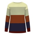 thumbnail image 4 of Fjofpr Long Sleeve Shirts for Women Color Match Stripe Crewneck Bottoming Sweatshirts Tops Casual Loose Fit Pullover Sweatshirt Blouse, 4 of 5