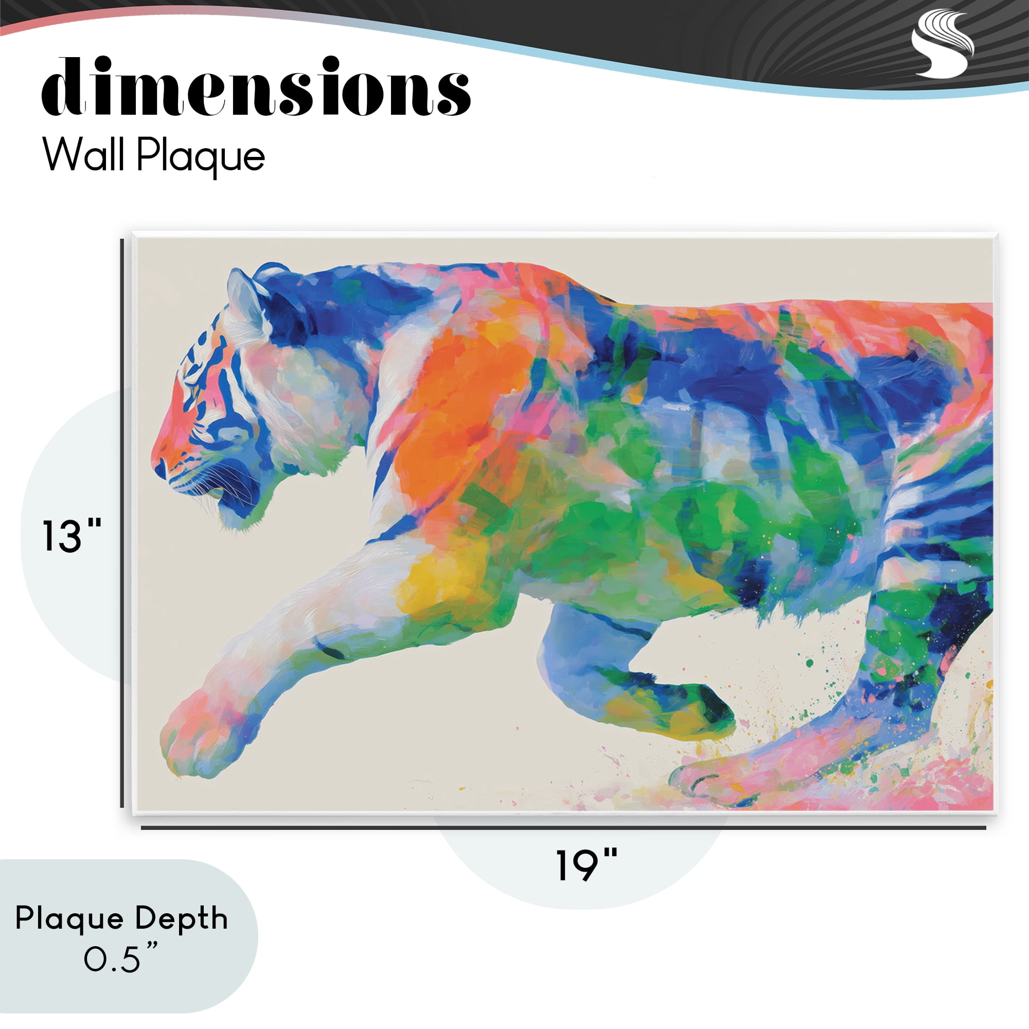 Stupell Industries Colorful Tiger In Motion Wall Plaque Art, design by Chromatic Storm Studio
