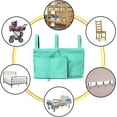 thumbnail image 5 of Bedside Caddy Hanging Bed Organizer Storage Bag Pocket for Bunk and Hospital Beds, College Dorm Rooms Baby Bed Rails, Camp Chair Armrest 8 Pockets and 1 Hook, (Large, Lake Blue), 5 of 7