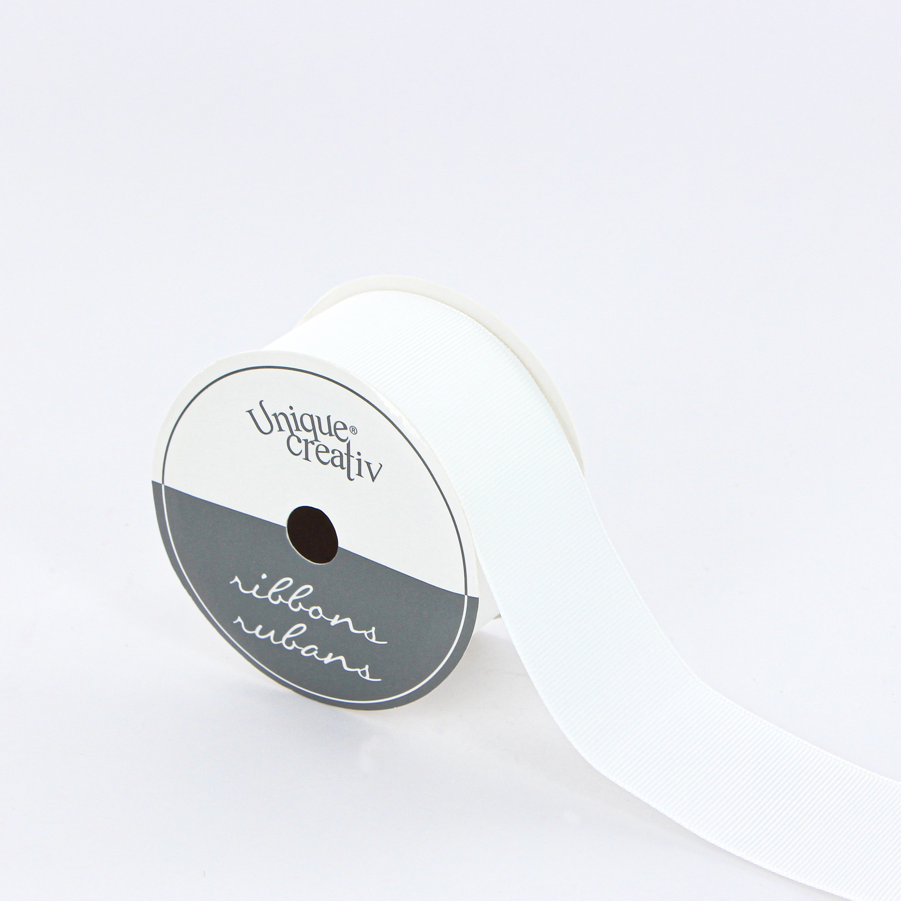 UNIQUE CREATIV, Ribbon, Grosgrain, White, 100% polyester, 38mm x 3.65m (1½" x 4 yds)