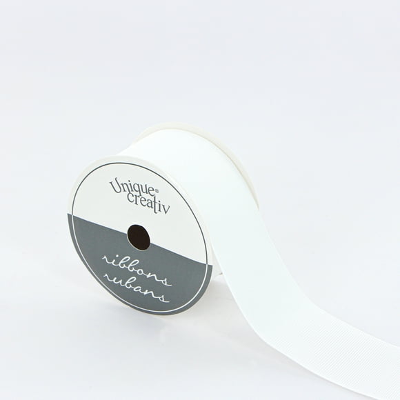 UNIQUE CREATIV, Ribbon, Grosgrain, White, 100% polyester, 38mm x 3.65m (1½" x 4 yds)