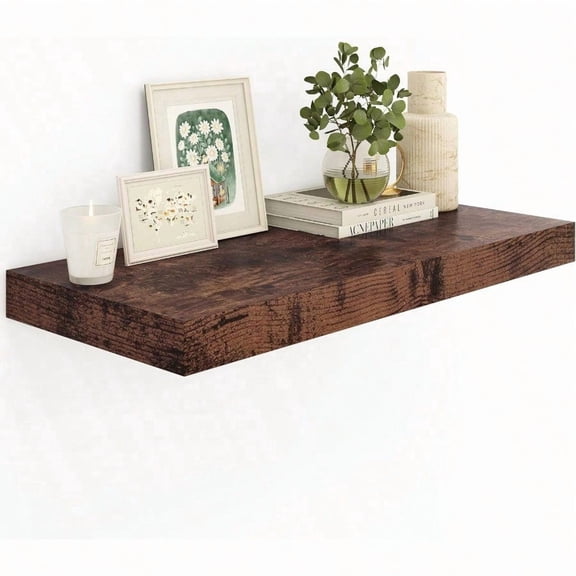 12 Deep Rustic Brown Floating ShelvesOver Toilet Long Wall Mounted Modern Farmhouse 36 Inches Wall Shelves With Invisible Brackets For Bedroom Bathroom Living Room Kitchen Set Of 1