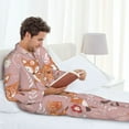 thumbnail image 6 of Fuzoiu Beautiful Fox Print Men's Long-Sleeved Pajama,Lounge Button Down Nightwear,Mens Notch Collar Pajama Set -Medium, 6 of 7