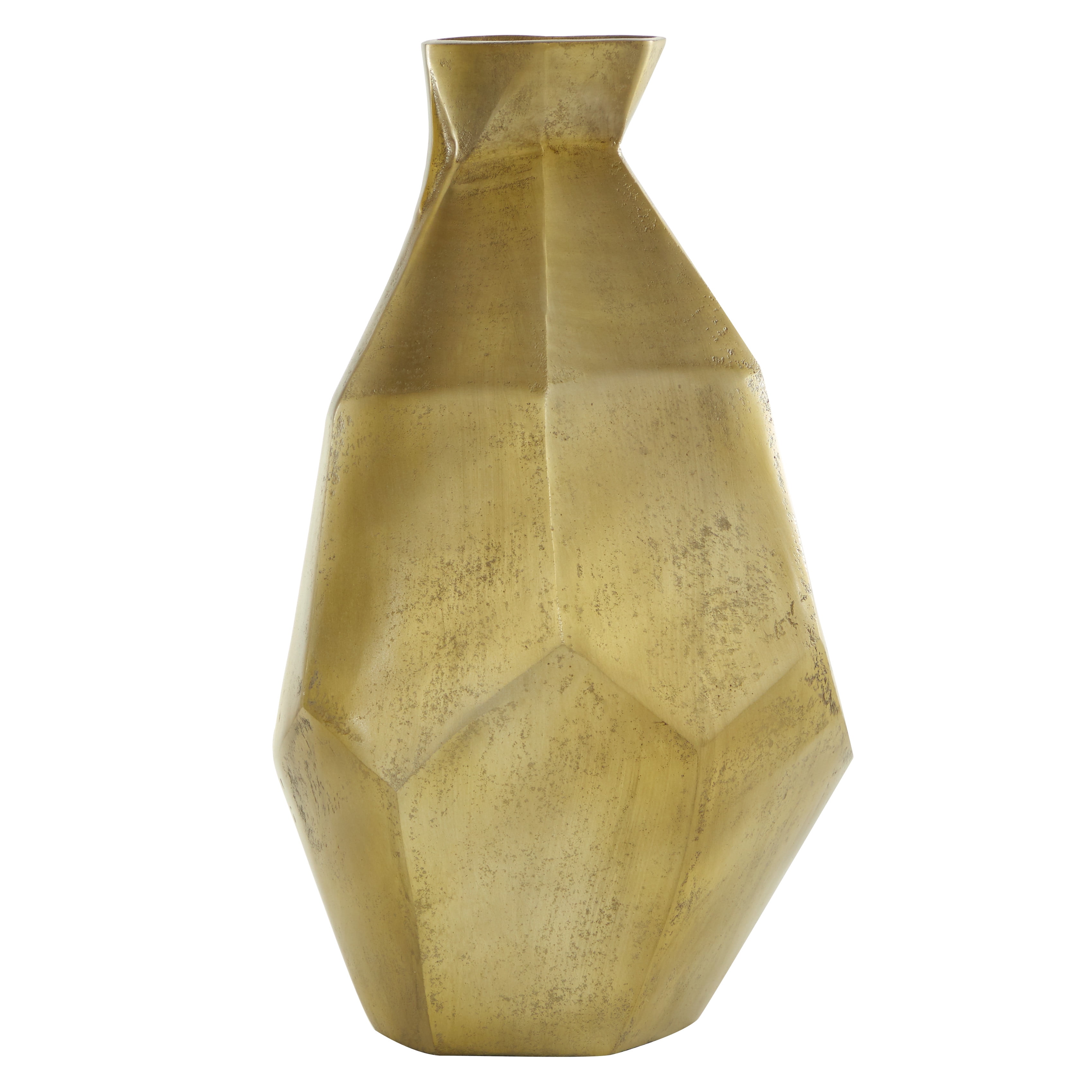 Decmode Large, Waterproof Modern Metallic Gold Geometric Metal Vase, 10