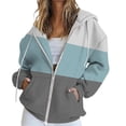 thumbnail image 1 of WZXFASHION Women's Fall Jacket Oversized Pocket Sweatshirt Casual Clothing Zipper Track Jacket Solid Color Long Sleeve Tops Clearance Sales v-neck pullover sweater, 1 of 5