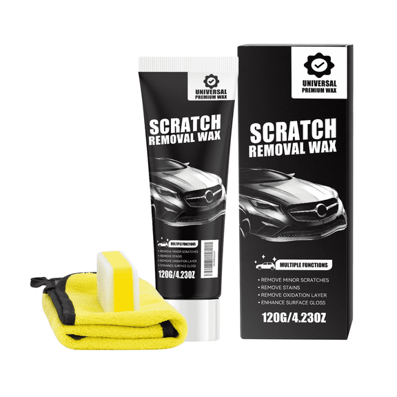 Car Scratch Remover Wax, Universal Premium Polishing Compound for Deep Scratches, 4 fl oz (120 ML), with Sponge and Cloth,White,NUAN scratch removal wax(wwx)