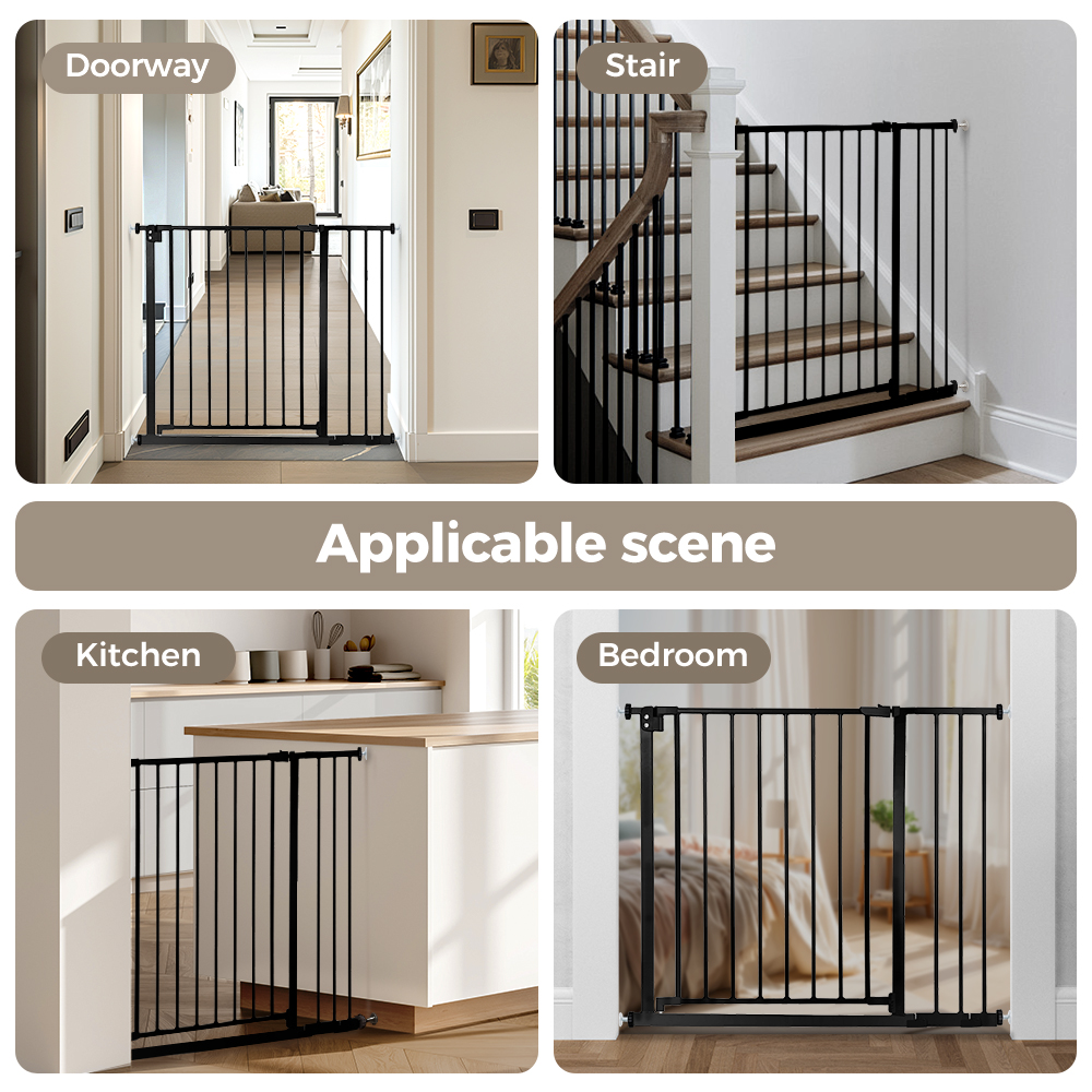 Caveen Baby Safety Gate with Door, 29.5-40.5 in, Black photo 4