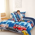 thumbnail image 4 of Castle Fairy City Emergency Queen Comforter Set 3pcs for Boys, Police Car Bedding Comforter Set for Kids Room, Blue and White,Navy Blue Reversible, 4 of 6