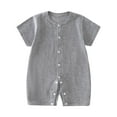 thumbnail image 2 of Riecok Infant Toddler Cotton Short Sleeve Bodysuit Creeper Comfortable Breathable Summer Solid Color Knit Snap Crotch 0-2Y Gray 0 M, 2 of 3