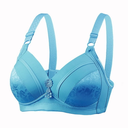 DeHolifer Women s Bras 3pc No Steel Ring Lactation Snow Pendant Vest Bra Backless Seamless Underwear Blue 36