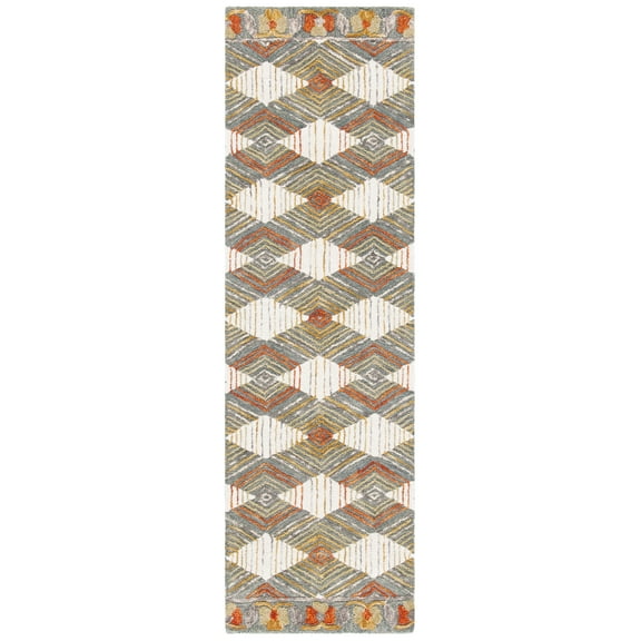 SAFAVIEH Trace Adrasteia Geometric Runner Rug, Blue/Ivory, 2'3" x 8'