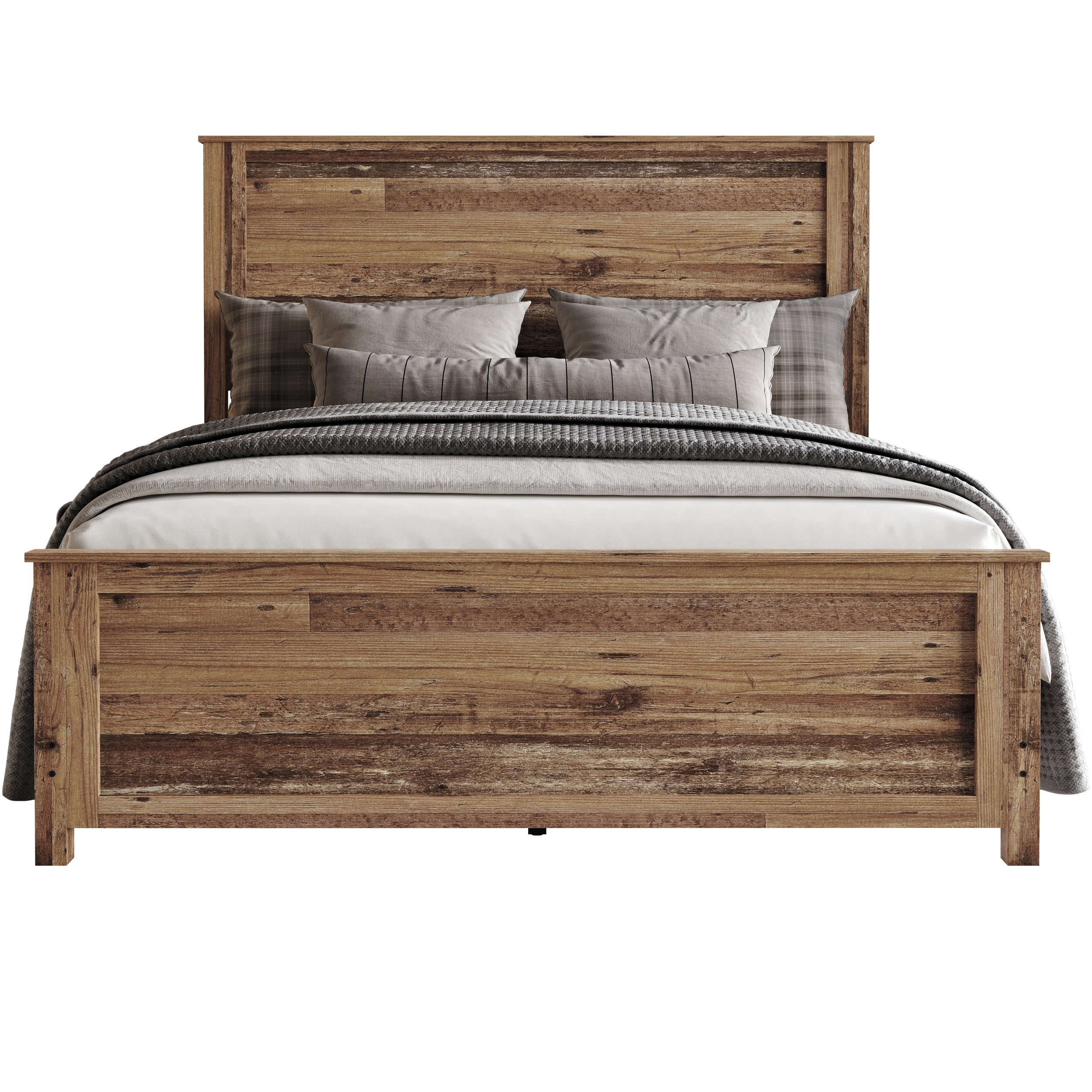 Home Design Racine King Panel Bed Frame, Vintage Oak