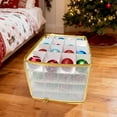 thumbnail image 6 of SPORTS JOY PVC Christmas Ornament Storage Box, 64 3.15" Square Grids, Waterproof, Load Capacity 330lb+, Clear Christmas Tree Ball Organizer with Hardpaper Divider, Handles (Glod), 6 of 8