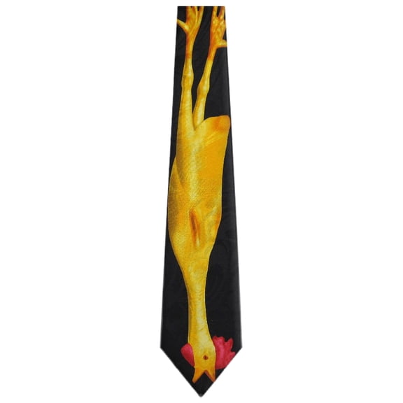 Black Yellow Mens Rubber Chicken Necktie