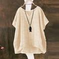 thumbnail image 3 of Cotton Linen Shirts for Women Boho Loose Tunic Blouse Summer 2026 Casual Comfy Crewneck Gauze Tops Beach Shirt, Beige L, 3 of 7