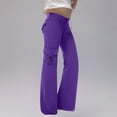 thumbnail image 2 of ZACPNCV Cargo Pants for Girls Drawstring High Waist Flared Leggings Lounge Wide Leg Yoga Trousers with Pockets Purple 5-6 Years, 2 of 7