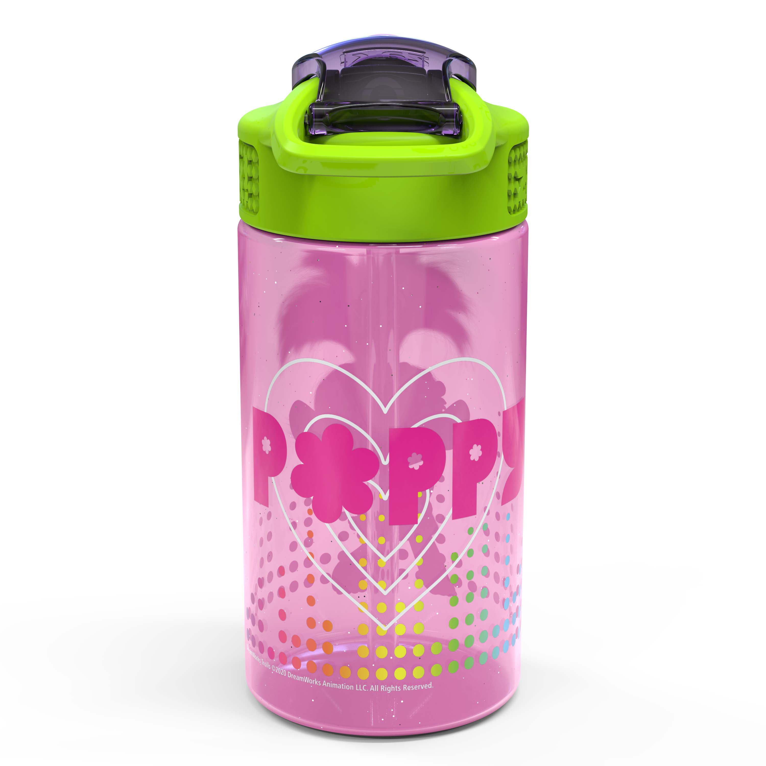 Zak Designs 16 oz Pink, Purple and Green Plastic Water Bottle with Straw and Wide Mouth Lid - image 3 of 8