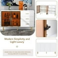 thumbnail image 5 of Modern Sideboard MDF Buffet Cabinet Marble Sticker Tabletop and Amber-yellow Tempered Glass Doors with Gold Metal Legs & Handles (White), 5 of 9