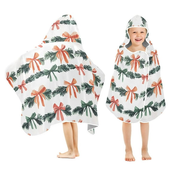 joogoo Christmas Bows Kids Hooded Beach Towel Baby Bath Towel 23.5"x50"