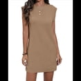 thumbnail image 1 of Robe T-Shirt Courte d'Été pour Femme à Manches Cap, Col Rond, Décontractée, Ample, Basique, Mini, Kaki, G, 1 of 7