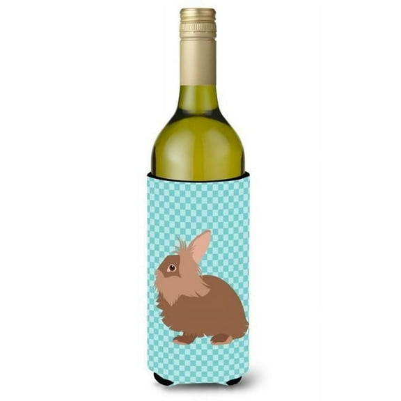 Lionhead Rabbit Blue Check Wine Bottle Beverge Insulator Hugger