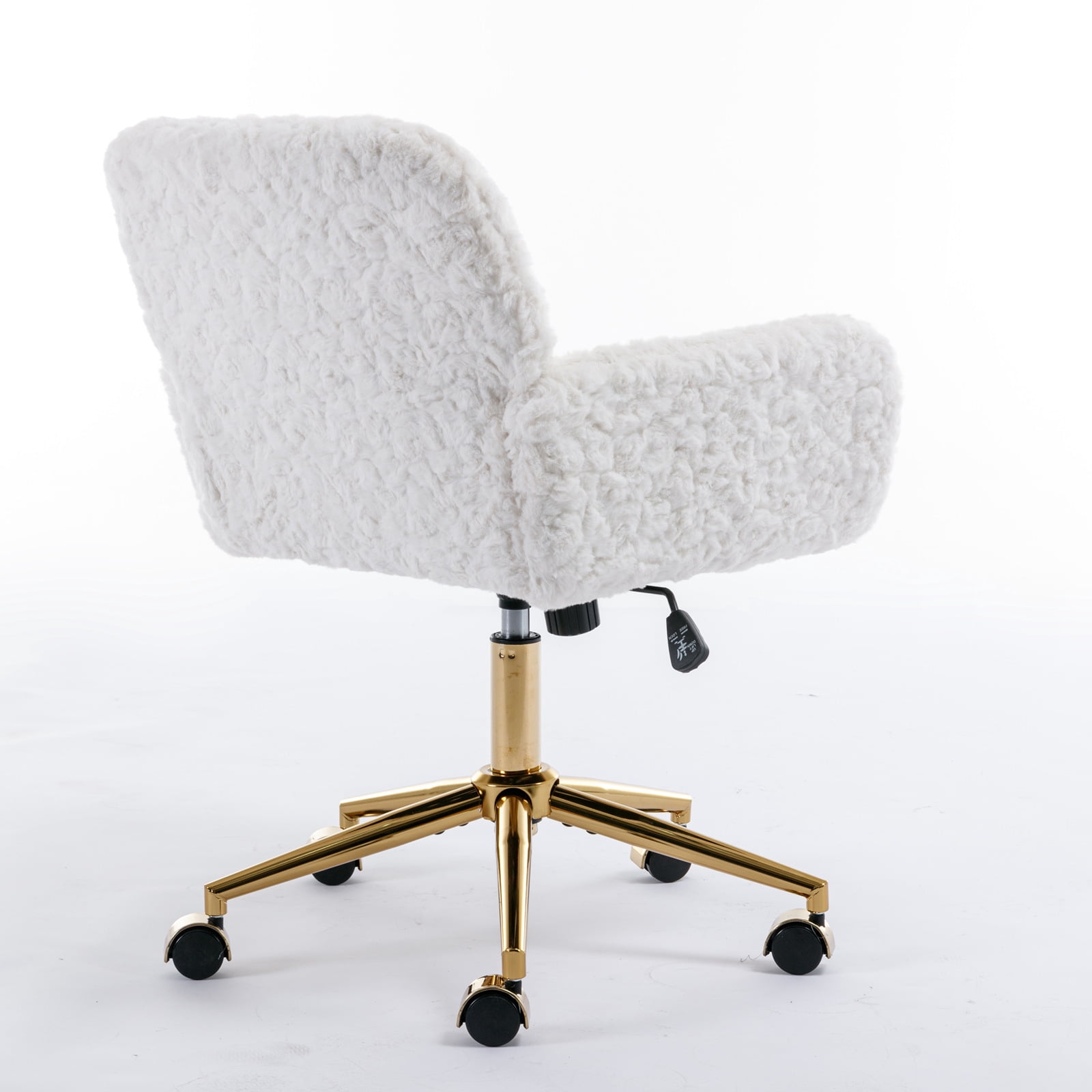 Office Chair, 360° Swivel Adjustable Vanity Chair with 320mm Large Golden Metal Base, 40° Reclining Desk Chair for Home Use