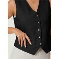 thumbnail image 4 of DARING DIVA Women's Linen Vest Button Down V Neck Business Waistcoat 2XL Black, 4 of 6
