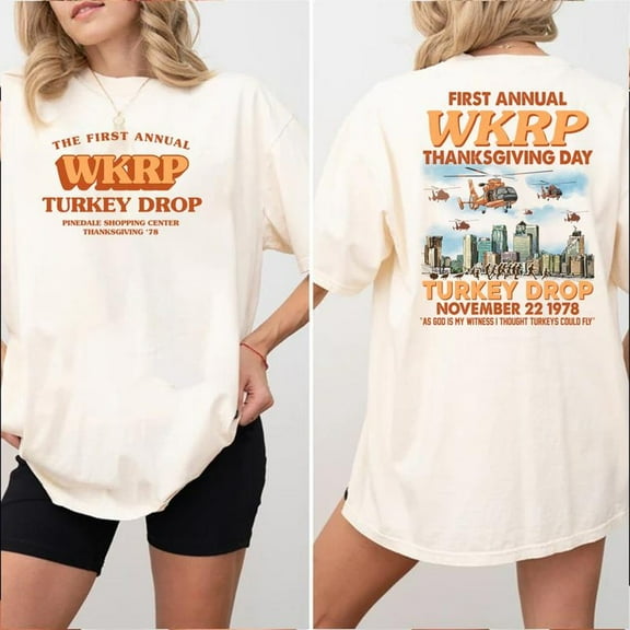 First Annual Thanksgiving Day Turkey T-shirt, WKRP in Cincinnati T-shirt, Happy Thanksgiving Tee, WKRP Turkey Drop Shirt