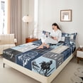 thumbnail image 4 of Homewish Rustic Horse Animal Twin Sheet Sets, Hippie Sheep Skeleton Twin Fitted Sheet, Southwestern Flat Sheet, Grey Blue Lightweight Room Decor, 3-Piece, 4 of 7