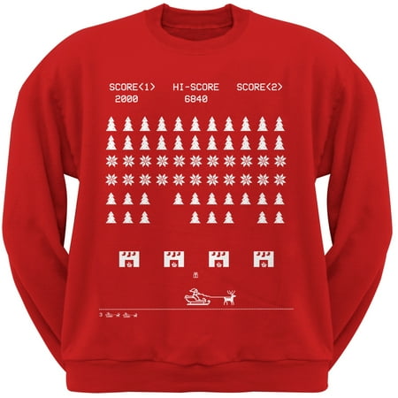 Classic Crewneck Sweatshirt - Classic Arcade Game Red Crew Neck Sweatshirt