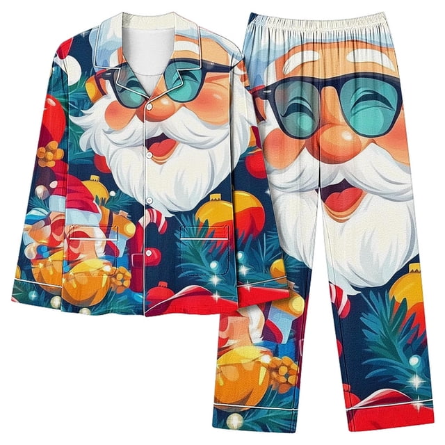RKSTN Ensembles de Pyjama pour Femmes à Manches Longues à Col à Revers Imprimé Pyjamas Confortables Personnalisés Ensemble pour la Maison Pyjamas Doux et Confortables