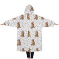 thumbnail image 2 of Oversized Wearable Blanket Hoodie,White Highland Cow Floral Pattern Sherpa Blanket Hoodie with Super Pockets,Super Warm Fuzzy Pullover for Women & Men, 2 of 6