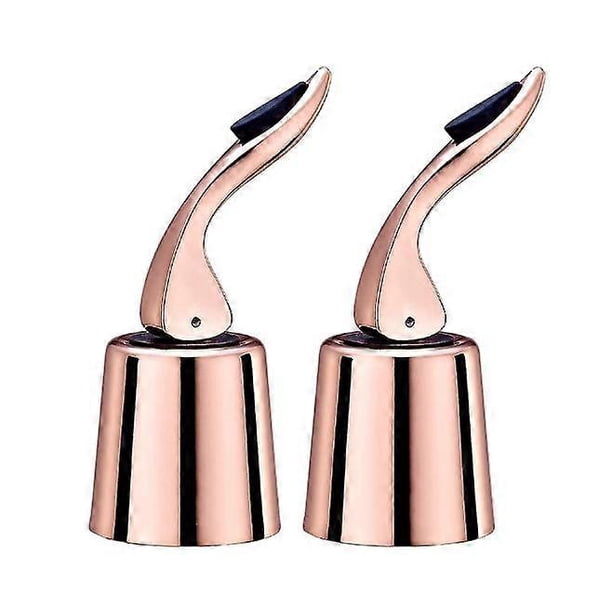 Stainless Steel Wine Bottle Stopper with Silicone - Expandable Wine Bottle Stopper - Reusable - Keep Wine Fresh (Rose Gold 2)