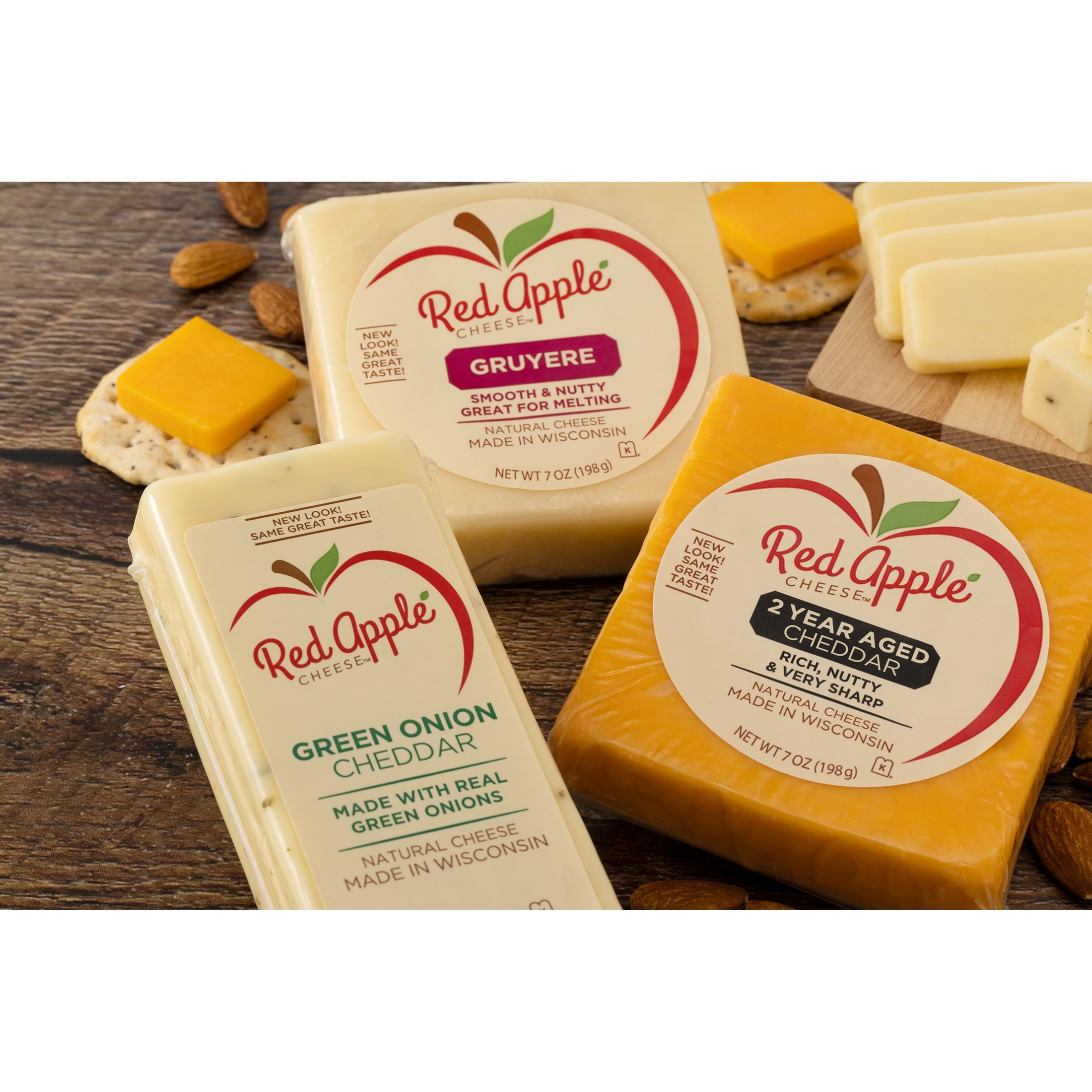 Red Apple Cheese Green Onion Cheddar Cheese, 8oz, Bar, Refrigerated