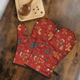 thumbnail image 5 of Cute Oven Mitts,Red Christmas Gingerbread Man Pattern Oven Mitt 2-Pack Set,Kitchen Gloves for Oven,Heat Resistant Oven Mitts 7.7"x12", 5 of 7