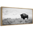 thumbnail image 5 of IDEA4WALL Extra Large Framed Canvas Print Wall Art Monochrome Bison in the Plains Landscape Nature Country Scenery Antique Retro Fine Art Animal Decorative for Home Decoration - 60"x30", 5 of 5