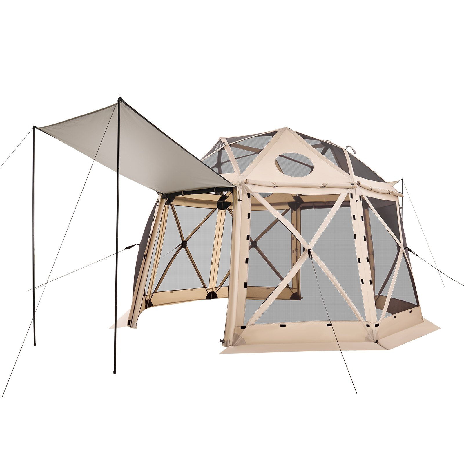 popup zelte mit stehhöhe East Oak Pop Up Tent for 2-3 People, Gazebo for Camping, Garden, Patio, Pop Tent, Family Tent Standing Height, Fabrics Waterproof, UPF 50+ UV Inside Pro Gravel | Multi-Tools Farbe:Kitz