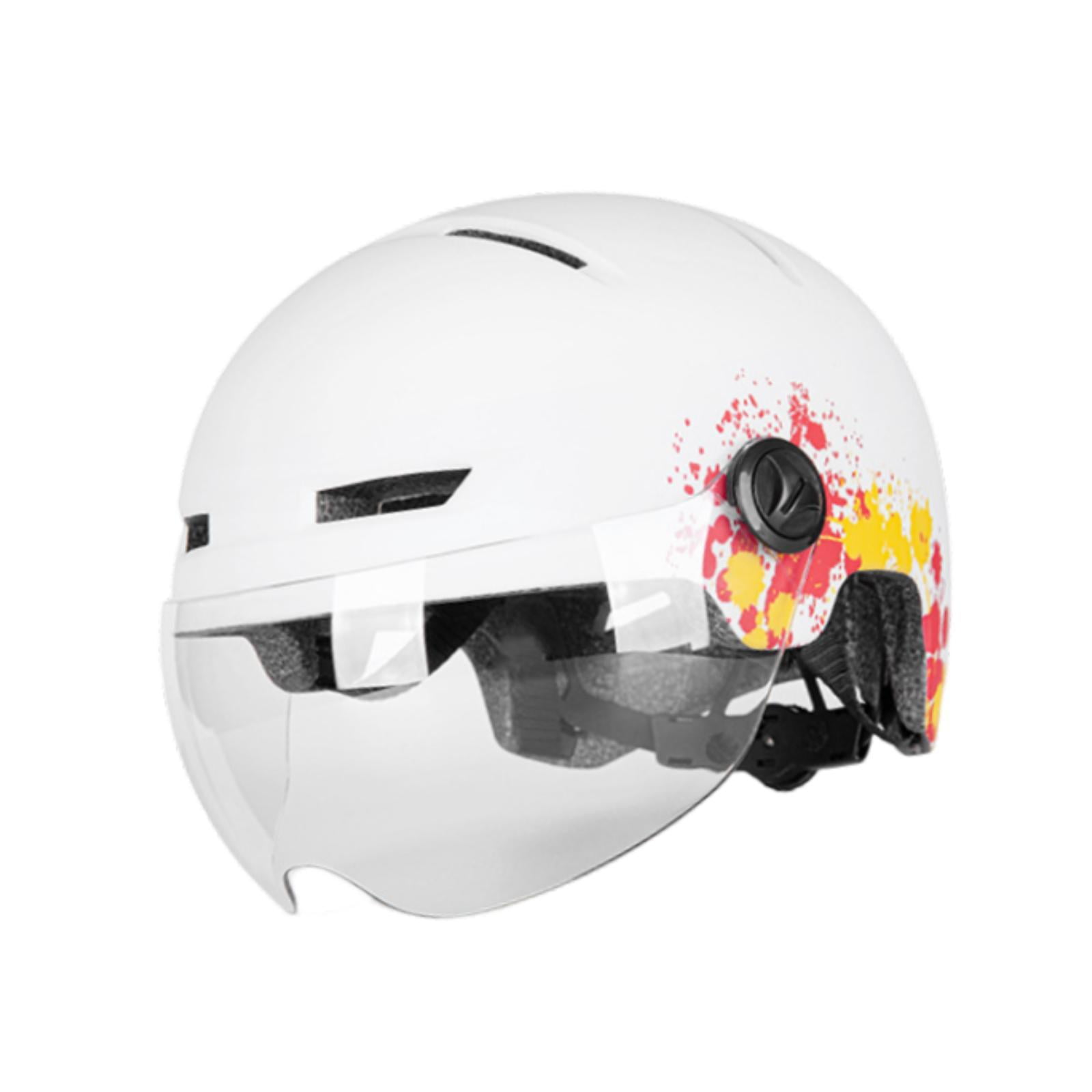 Baoblaze Electric Helmet with Light and Visor Adjustable Cycling Helmet White