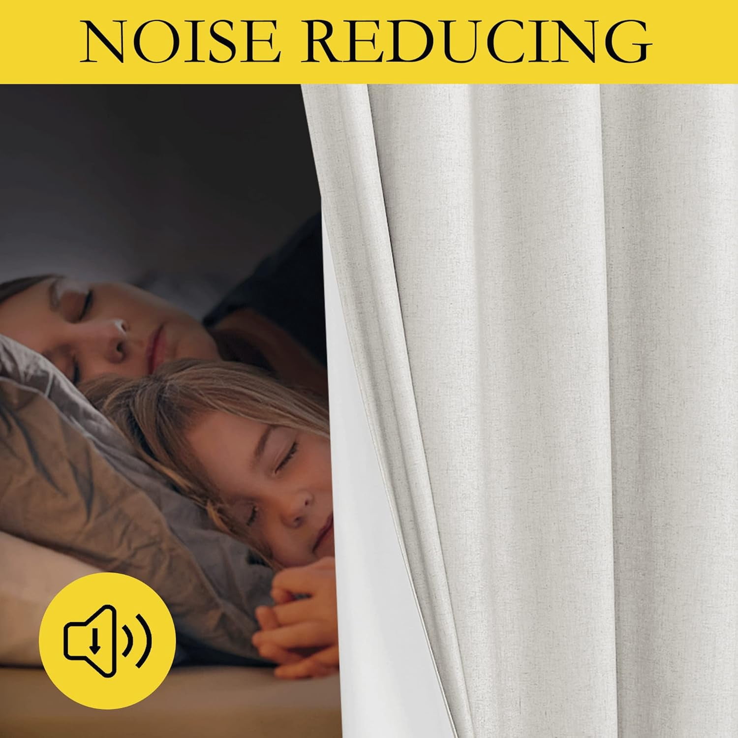 NICETOWN Blackout Linen Curtains Privacy Thermal Insulated Noise Reducing Drapes, W52 x L84, Set of 2, Ivory